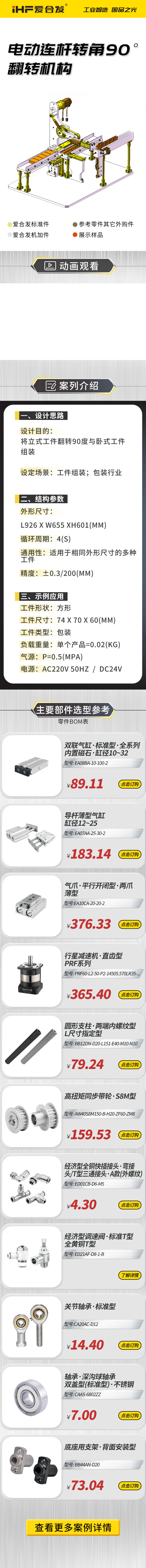 愛合發(fā)案例剖析：電動連桿轉角90°翻轉機構！